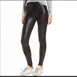 Spanx Faux Leather Black Leggings Size Medium
